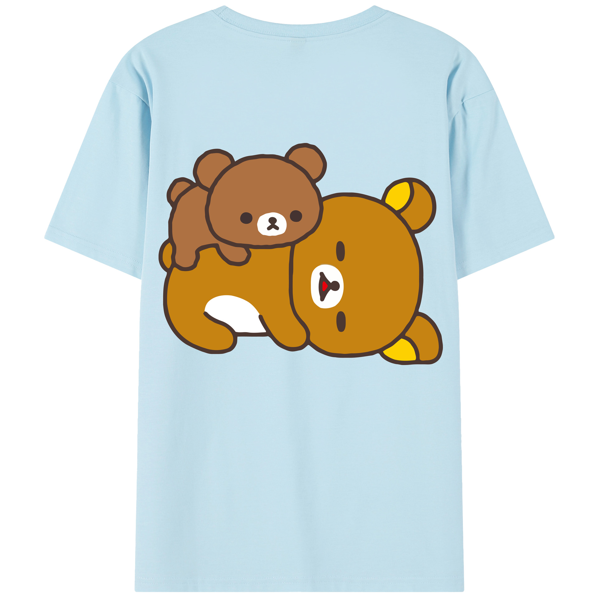（画像用） リラックマ リラックマ キイロイトリ Rilakkuma Korilakkuma Kiiroitori 綿100％半袖Tシャツ（背面プリント）